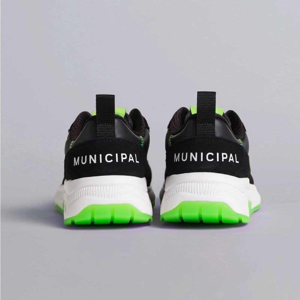 Women’s Black Athletic Sneakers with Neon Green Accents